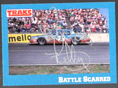 Richard Petty signierte 1991 Traks Karte #28 NASCAR HOF BATTLE SCARRED - 2