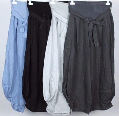 NEW 2019 LADIES ITALIAN LAGENLOOK 2 POCKET BOHO LINEN PANTS BAGGY TROUSERS