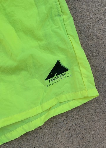Vintage Landshark Sportswear Neon Gelb Nylon Shorts Short Swim 80er 90s 80s L - Bild 3 von 12