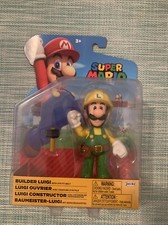 Jakks Pacific Super Mario BUILDER LUIGI 4” inch action Figure NEW Rare!!