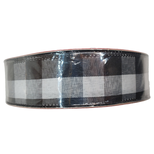 Black & White Checked Wired Edge Ribbon 50 yards Berkey Jensen Premium 1.5" Wide - Picture 3 of 24