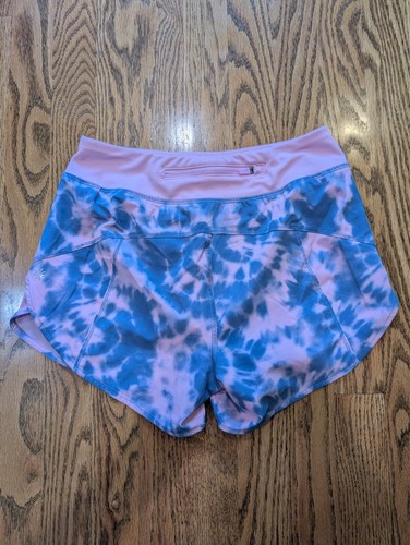 Athleta Girl Run The World Shorts 3” Purple Tie Dye , size L/12 - Stains - Picture 3 of 8