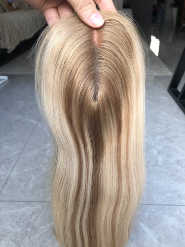 20" 5x6" Mono Free Part European Human Virgin Hair Topper - Picture 5 of 12