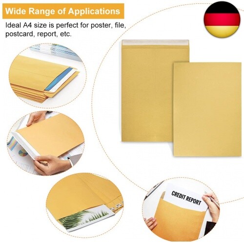 FIGFYOU 50 Stück Briefumschläge A4 Versandtaschen Braun Große Umschläge Kra - Bild 7 von 7