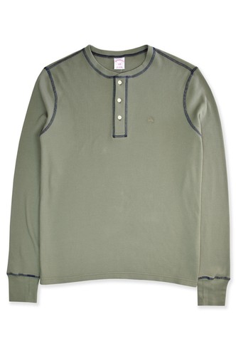 Brooks Brothers Mens Green Navy Waffle Thermal Henley T-Shirt, X-Large XL 8993-9 - Picture 2 of 2