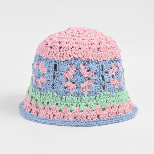 Women Girl Hand Crochet Bucket Hat Cotton Knitted Hollow Fisherman Cap Sweet - Picture 2 of 10