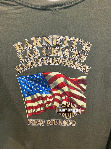 Harley Davidson Men Medium Olive Green T-Shirt New Mexico Bicycle American Flag - Picture 4 of 5