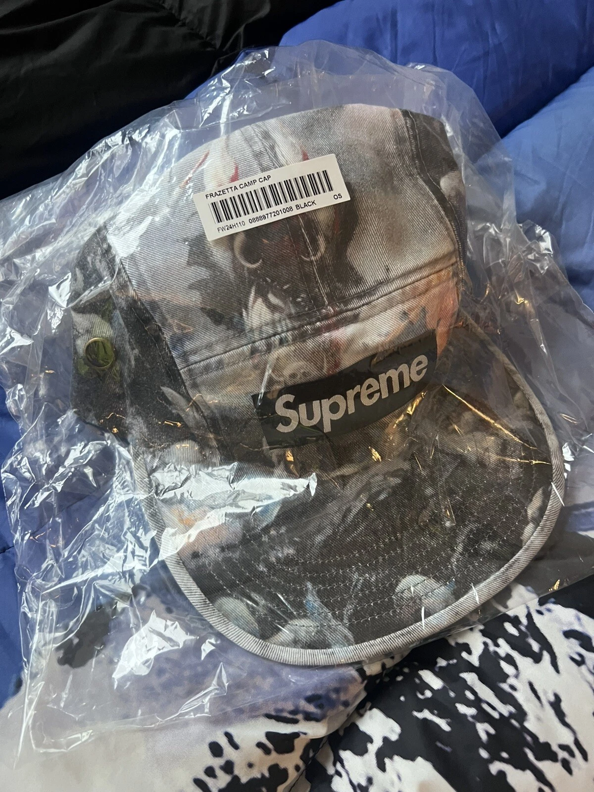 Casquette de camp Supreme Frank Frazetta boîte à chapeau logo bogo noir OS FW24   Neuf