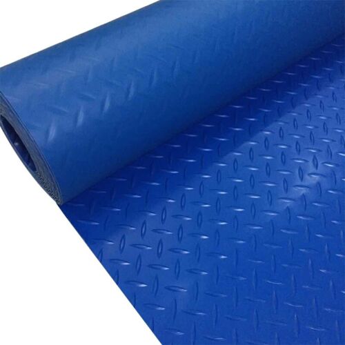 Garage Floor Mat Diamond Plate PVC Vinyl Flooring Roll Non-Slip 2.5mm Thick Blue - Picture 8 of 13