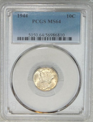 1944 P Mercury Dime PCGS MS64 Frosty Pink colour PQ Just Graded New Holder #A99B