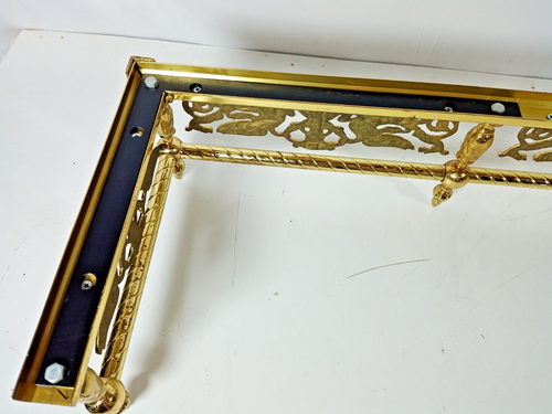 Vintage Victorian Figural Swan Bird Twisted Shiny Brass Fireplace Fender 42.5" - Picture 11 of 13