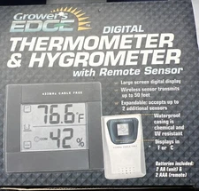 Growers Edge Digital Thermometer Hygrometer With Remote Sensor 716555