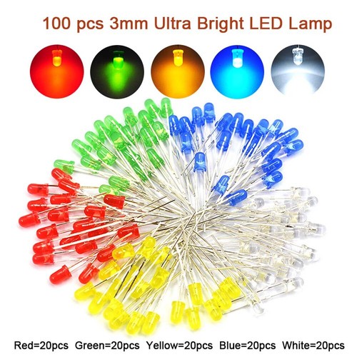 3mm/5mm a Pack Ultra Bright LED Lamp Emitting Diode Multiple Color Combinations - Picture 8 of 12