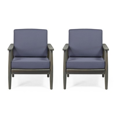 Willowbrook Wood Club Chair (Set of 2) by Christopher Knight Gray Finish + Dark