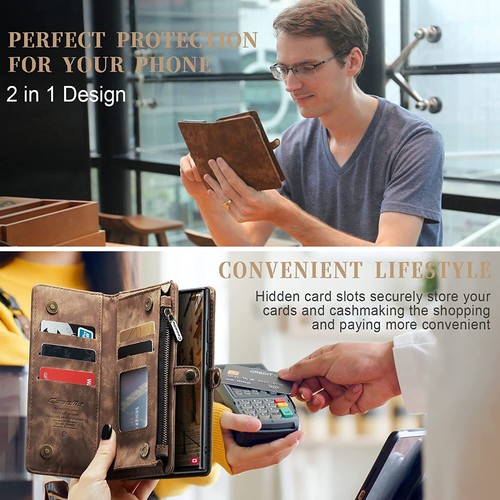 for Samsung Galaxy S23 Ultra Wallet Case,Zipper Purse Folio Leather Wallet - Picture 5 of 9