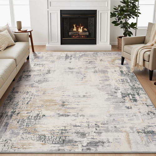 5X7 Area Rug-Washable Rugs for Living Room-Soft Grey Rug for Bedroom-Non Slip In - Picture 10 of 12