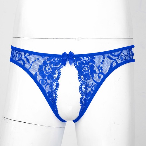 Men Crotchless Floral Lace Panties Sissy Bowknot G-String Briefs Thong Underwear - Bild 61 von 89