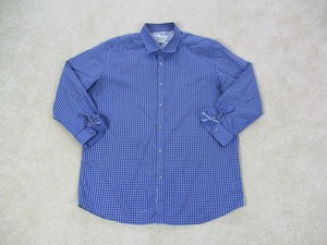 Robert-Graham-Button-Up-Shirt-Adult-2XL-XXL-Blue-Plaid-Casual-Flip-Cuff-Mens-A02