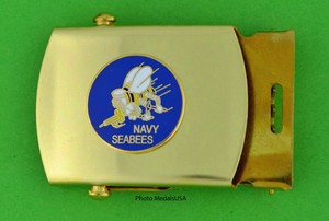SEABEE-Web-Belt-amp-buckle-brass-buckle-amp-black-web-belt-USN-SeaBees