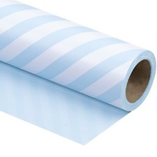 Reversible Wrapping Paper - Mini Roll - 17 Inch x 33 Feet - Baby Blue and Str...