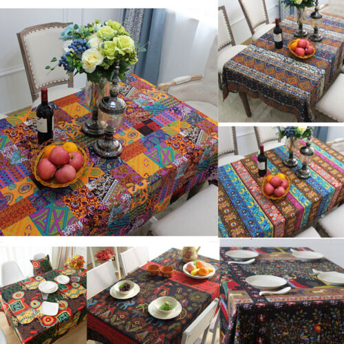 Floral Animal Boho Table Cloth Covers Dining Tables Tablecloth Square Rectangle - Afbeelding 1 van 25