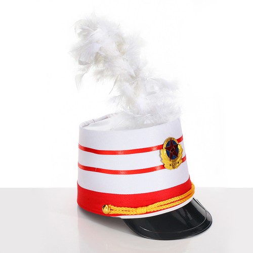Sombrero Ceremonial Redoblante Equipo Sombrero Comando Gorras Sombrero Alto con Pluma Blanca - Imagen 9 de 33