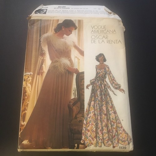 1974 VOGUE Americana OSCAR DE LA RENTA 1139 CUT Missing Cuff A SZ 10 - Bild 1 von 7