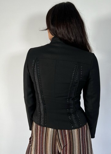 JOHN GALLIANO Jacket Rare Vintage UK 12 It 44 Black High Neck Zip Closure - Picture 4 of 7
