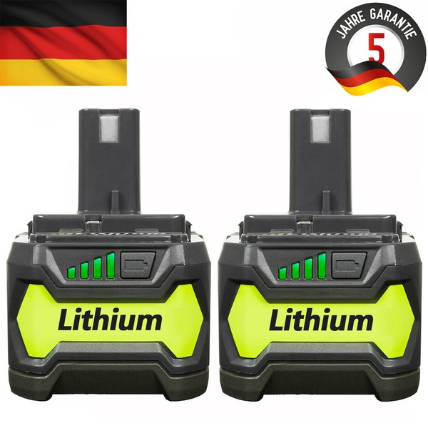 2X 5,0Ah 18V Lithium Akku FüR Ryobi One Plus RB18L50 P108 P107 P104 RB18L40 De-image