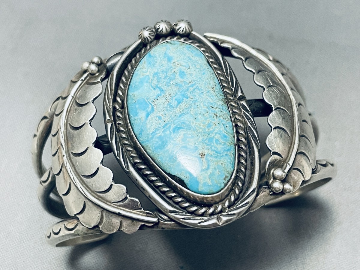 Greyeyes Artist Vintage Native American Navajo Easter Blue Turquoise Sterling Silver Bracelet Greyeyes Artist Vintage Native American Navajo Easter Blue Turquoise Sterling Silver Bracelet