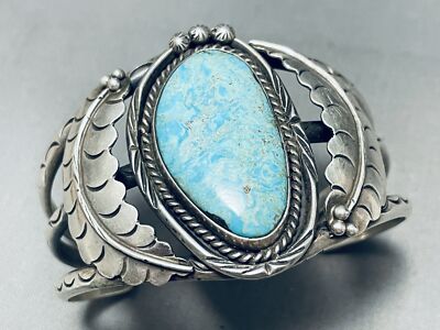 Easter Blue Mine!! Vintage Native American Navajo Turquoise Sterling Silver Bracelet Easter Blue Mine!! Vintage Native American Navajo Turquoise Sterling Silver Bracelet