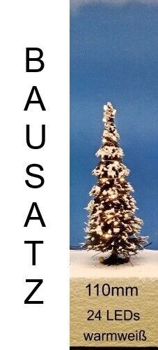 Weihnachtsbaum LED Lichterkette bunt beleuchtet Tanne Schnee 65 bis 135mm H0 TT - Bild 40 von 52