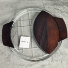 Orrefors Street Serveware Cheese Platter Crystal & Wood Elegant Kosta Sweden