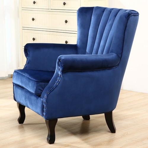 Upholstered Fabric Velvet Tub Armchair Single Leather Sofa Curved/WingBack Chair - Picture 59 of 388