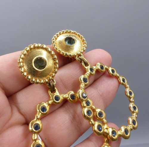 Vintage Ohrringe mit Clips Metall vergoldet und Strass - Earrings 1980 - Bild 5 von 8
