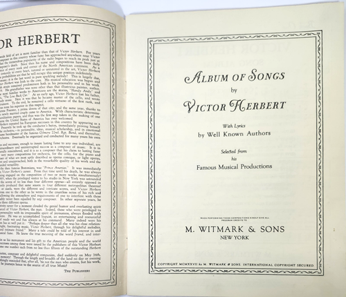 Álbum de canciones Victor Herbert libro 1 (1927, Witmark) canciones de musicales-piano/voz - Imagen 3 de 8