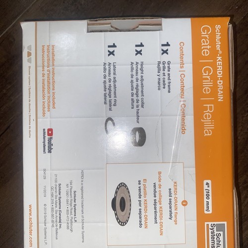 Schluter KERDI Drain Kit 4”(100mm) GRATE GRILLE SEALED Brand NEW - Picture 3 of 7