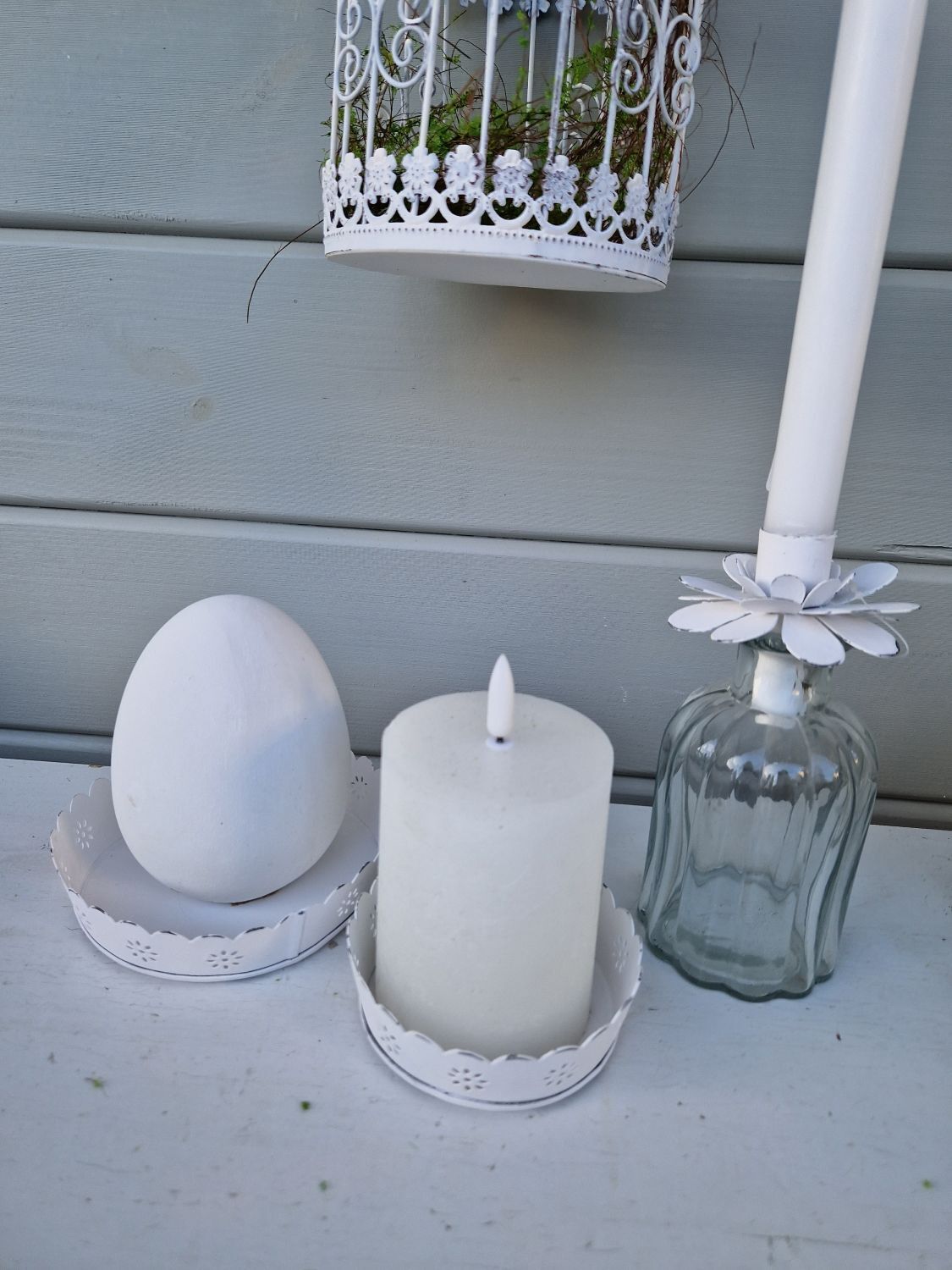 Deko Tablett 2erSet Rund weiss Shabby Chic Metall Tablettset
