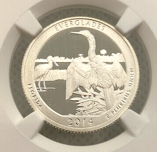 2014-S Silver 25c, America the Beautiful - Everglades - NGC PF69 Ultra Cameo ER - Picture 4 of 5