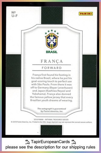 /50 Franca Panini National Treasures ON CARD Brazil Leverkusen Auto Autograph - Bild 2 von 2