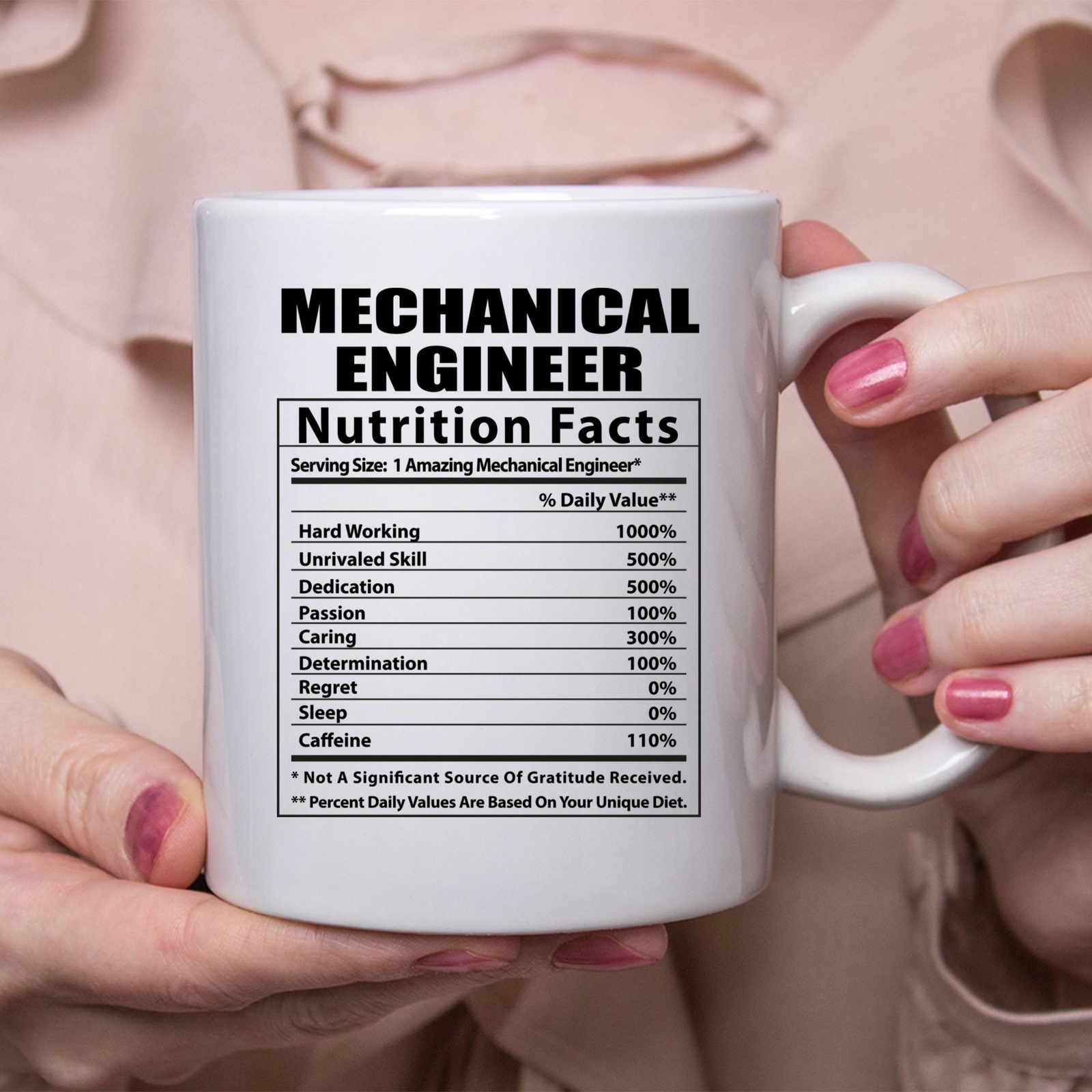 Hilarious Mechanical Engineer Design Nutrition Facts Coffee Mug  