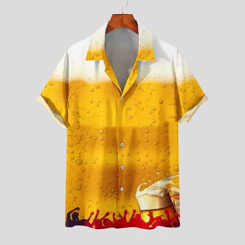 Fashion Digital Printing Short Sleeve Shirt for Men Plus Size Casual Wear Polyes - Picture 3 of 3