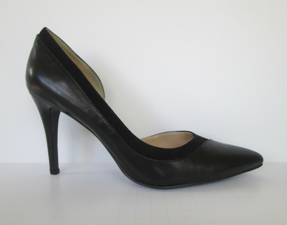 Nine West Womens Lovely Cut Out Black Leather Pointed Pointy Toe Pumps Heels 9 M