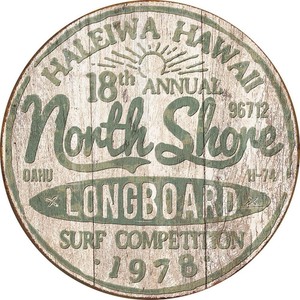 North-Shore-Surf-Vintage-Rustic-Retro-Round-Tin-Metal-Sign-12-x-12in