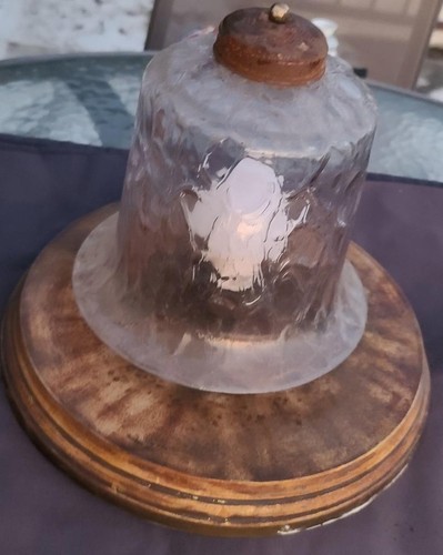 Beautiful Vintage Salvaged Flush Mount Light Fixture - Textured Glass Shade –GDC - Picture 3 of 9