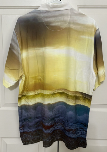 Camicia uomo Tommy Bahama taglia M blu oro manica corta con bottoni 128€ nuova con etichetta - Foto 4 di 8