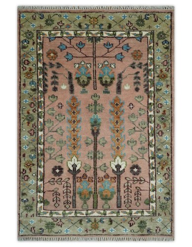 Hand Knotted Pink Beige 5x8, 6x9, 8x10, 9x12, 10x14, 12x15 Wool Area Rug | CP684 - Picture 6 of 25