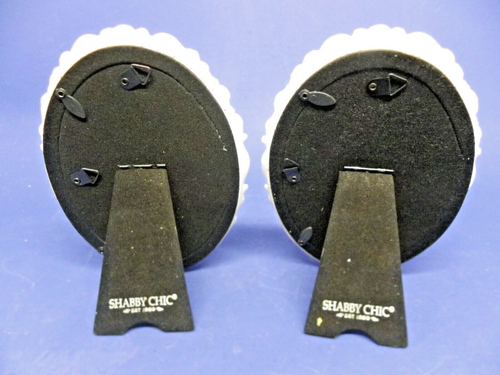 Shabby Chic Set of 2 Oval Photo Frames For 4" x 6" Picture Shades of Gray New - Picture 3 of 6