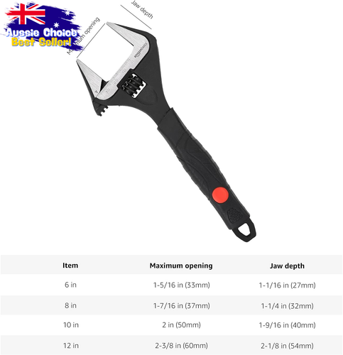 4pc Plumbing Adjustable Wrench Set 6" 8" 10" 12" Soft Grip Wide Mouth - Picture 2 of 12