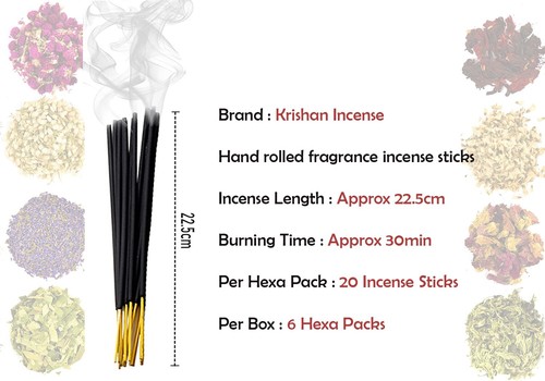 120 Sticks Krishan Incense Sticks Fragrance Meditate Spiritual Healing Aroma - Picture 2 of 27